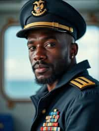 man as a Navy Officer on a ship. highly detailed