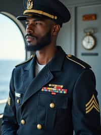 man as a Navy Officer on a ship. highly detailed