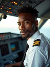 man as a Airline Pilot inside the Cockpit with white shirt Pilot Uniform