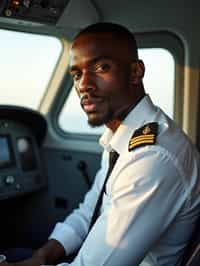 man as a Airline Pilot inside the Cockpit with white shirt Pilot Uniform