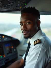 man as a Airline Pilot inside the Cockpit with white shirt Pilot Uniform