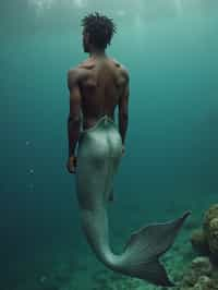 man as a Mermaid the head and upper body of a human and the tail of a fish