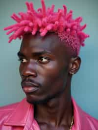 man as a progressive LGBTQ activist feminist with pink or blue hair