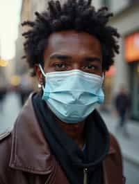 man wearing a Covid n95 mask in 2020. outside