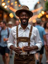 happy man in Lederhosen for Oktoberfest at Oktoberfest