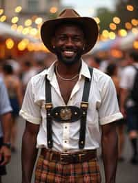 happy man in Lederhosen for Oktoberfest at Oktoberfest