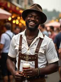 happy man in Lederhosen for Oktoberfest at Oktoberfest