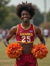 man as Cheerleader at college