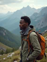 man hiking in mountains