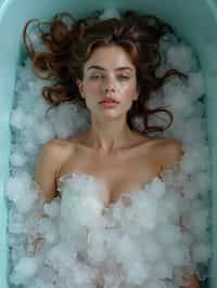 woman lying in a bath of ice cubes