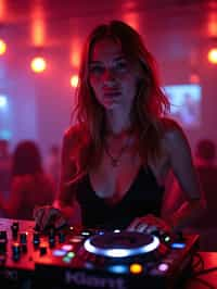 woman as DJ dj-ing in the club