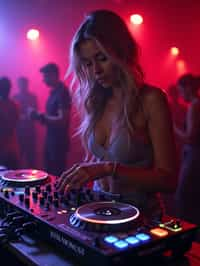 woman as DJ dj-ing in the club