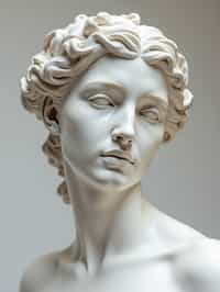 woman as White Marble classical Greek Marble Sculpture. white. no colors