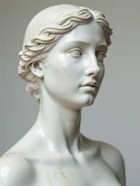 woman as White Marble classical Greek Marble Sculpture. white. no colors