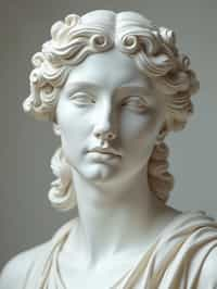 woman as White Marble classical Greek Marble Sculpture. white. no colors