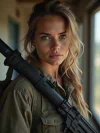 woman as a US Navy Seal in firefight. highly detailed