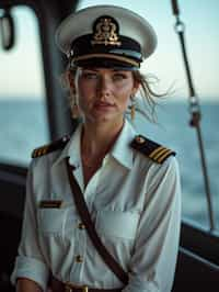 woman as a Navy Officer on a ship. highly detailed