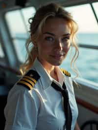 woman as a Navy Officer on a ship. highly detailed