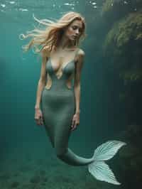 woman as a Mermaid the head and upper body of a human and the tail of a fish