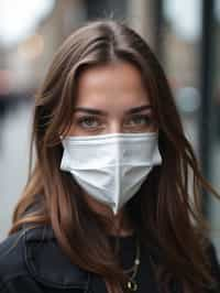 woman wearing a Covid n95 mask in 2020. outside