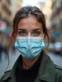 woman wearing a Covid n95 mask in 2020. outside