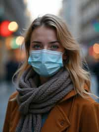 woman wearing a Covid n95 mask in 2020. outside