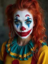 woman as a Clown with Clown Makeup