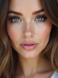 make up ideas for woman. fake eyelashes, perfect cat eyeliner, light pink lipstick