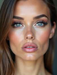 make up ideas for woman. fake eyelashes, perfect cat eyeliner, light pink lipstick