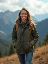 woman hiking in mountains