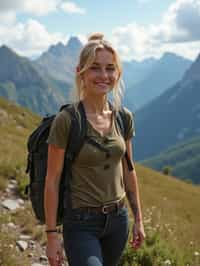 woman hiking in mountains