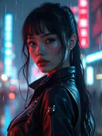 woman as futuristic beautiful cyberpunk police officer, in heavy rainning futuristic tokyo rooftop cyberpunk night, ssci-fi, fantasy, intricate, very very beautiful, elegant, neon light, highly detailed, digital painting, artstation, concept art, soft light, hdri, smooth, sharp focus, illustration, art by tian zi and craig mullins and wlop and alphonse mucha