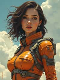 woman in Overwatch, character shot, shot, concept art, intricate details, highly detailed, vintage sci - fi poster, retro future, in the style of chris foss, rodger dean, moebius, michael whelan, and gustave dore