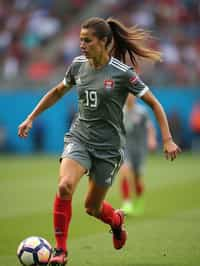 woman as Football Player in the FIFA World Cup playing in a Football Match