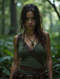 woman   as Lara Croft in Tombraider, in rainforest, cinematic lighting