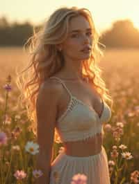 woman | standing in field full of flowers | detailed gorgeous face! ! | full body! ! | god rays | intricate | elegant | realistic | hyperrealistic | cinematic | character design | concept art | illustration | digital art | digital painting | depth of field