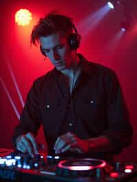 man as DJ dj-ing in the club