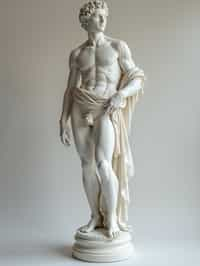 man as White Marble classical Greek Marble Sculpture. white. no colors