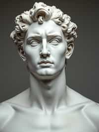 man as White Marble classical Greek Marble Sculpture. white. no colors