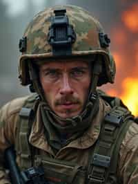 man as a US Navy Seal in firefight. highly detailed