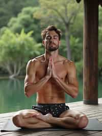 man doing Yoga at a Yoga Retreat in Bali