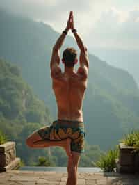 man doing Yoga at a Yoga Retreat in Bali