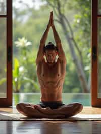 man doing Yoga at a Yoga Retreat in Bali