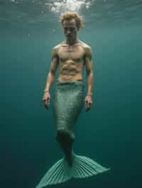 man as a Mermaid the head and upper body of a human and the tail of a fish