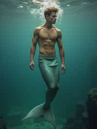 man as a Mermaid the head and upper body of a human and the tail of a fish