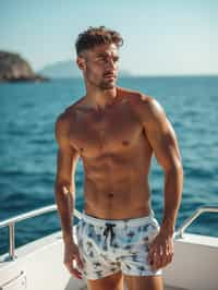 man swim shorts  on a Luxury Yacht boat