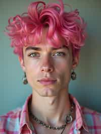 man as a progressive LGBTQ activist feminist with pink or blue hair