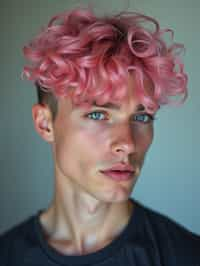 man as a progressive LGBTQ activist feminist with pink or blue hair