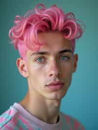 man as a progressive LGBTQ activist feminist with pink or blue hair