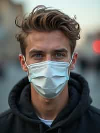 man wearing a Covid n95 mask in 2020. outside